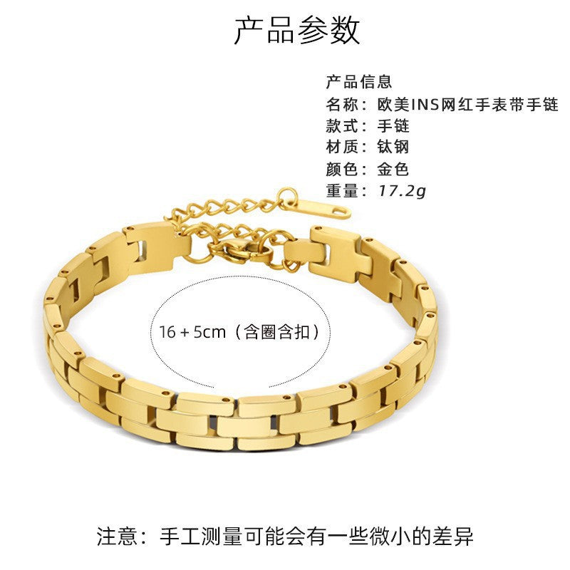 Wholesale Titanium Steel Cuban Real Gold 18K Electroplated Vintage Bracelet