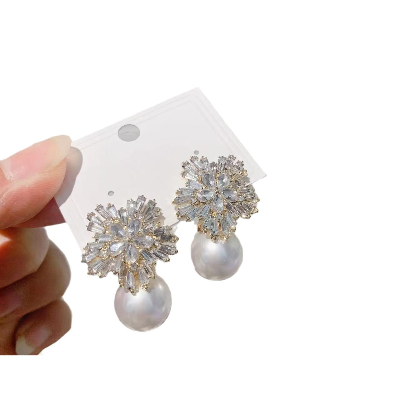 Wholesale Super Sparkling Diamond Pearl Exaggerated Earrings