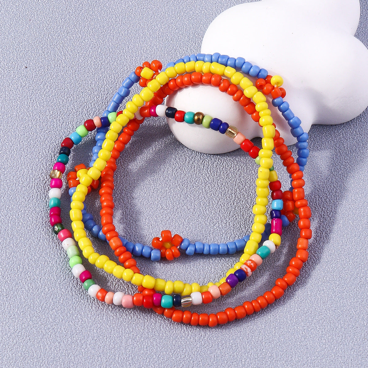 Wholesale Colorful Rice Beads Hand Woven Tassel Bracelet Set