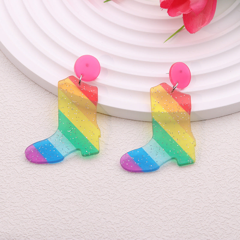 Wholesale 2pairs/pack Rainbow Love Series Acrylic Stud Earrings