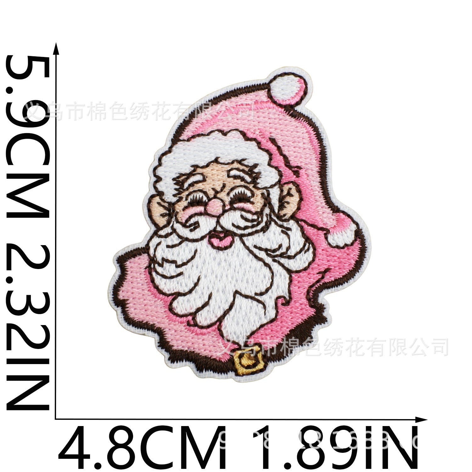 Wholesale Pink Santa Embroidered Iron On Patch Heart Candy Design Decorative Patch For Bags Clothing Holiday Craft Supply