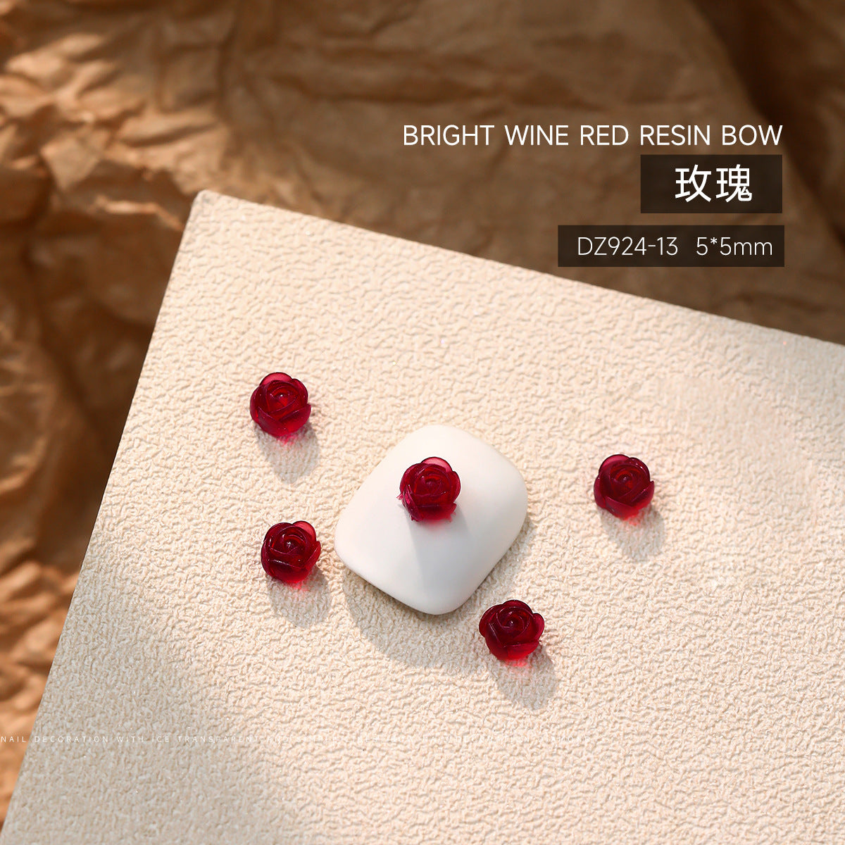 Wholesale 50pcs Bow Nail Art Accessories Burgundy Resin Frosted Mini Three-Dimensional Ribbon Butterfly Bow Tie Nail Decoration