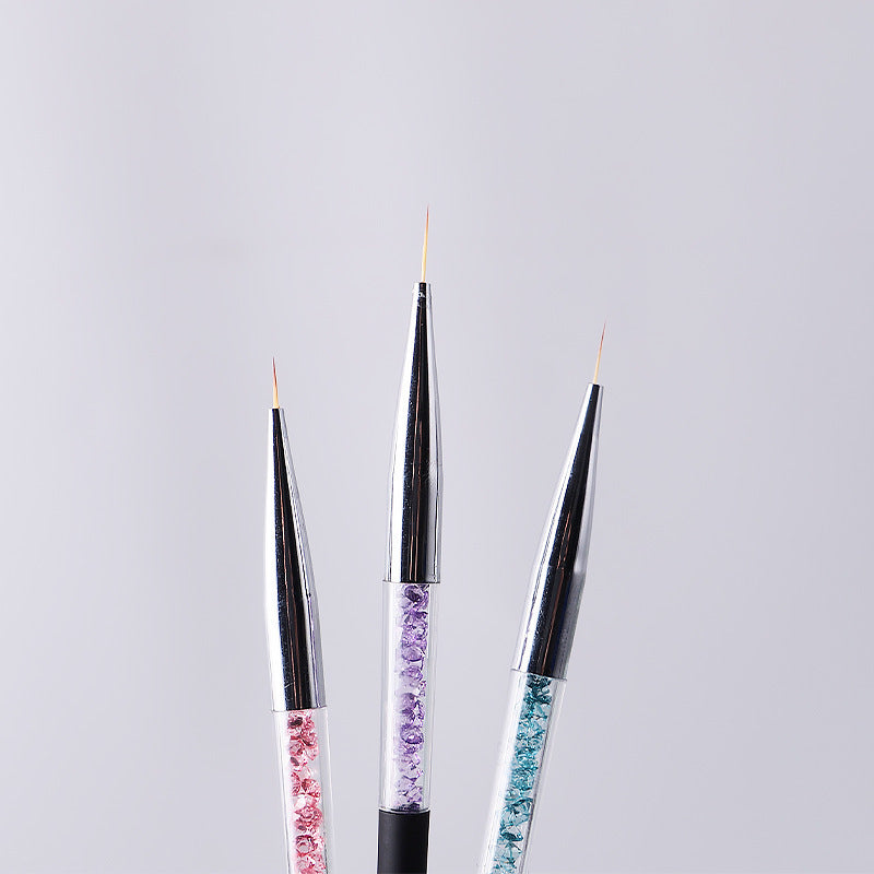 Wholesale Crystal Rod Hookwork Flower Long Rod Acrylic Nail Art Drawing Pen Set of 3