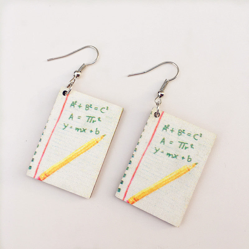 Wholesale Teacher's Day Books Paintbrushes Wooden Earrings