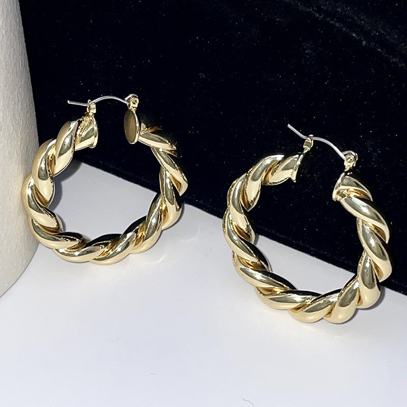 Wholesale Geometric Twist Big Circle Alloy Earrings