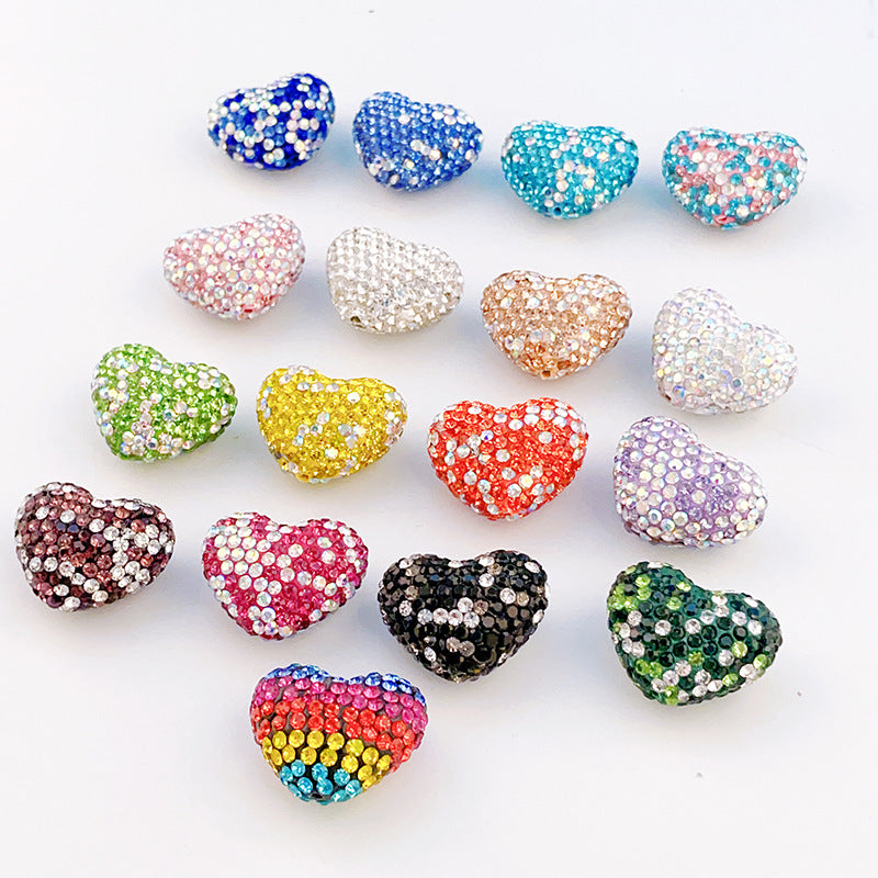 Wholesale Christmas Heart Shaped Colorful Clay Beads