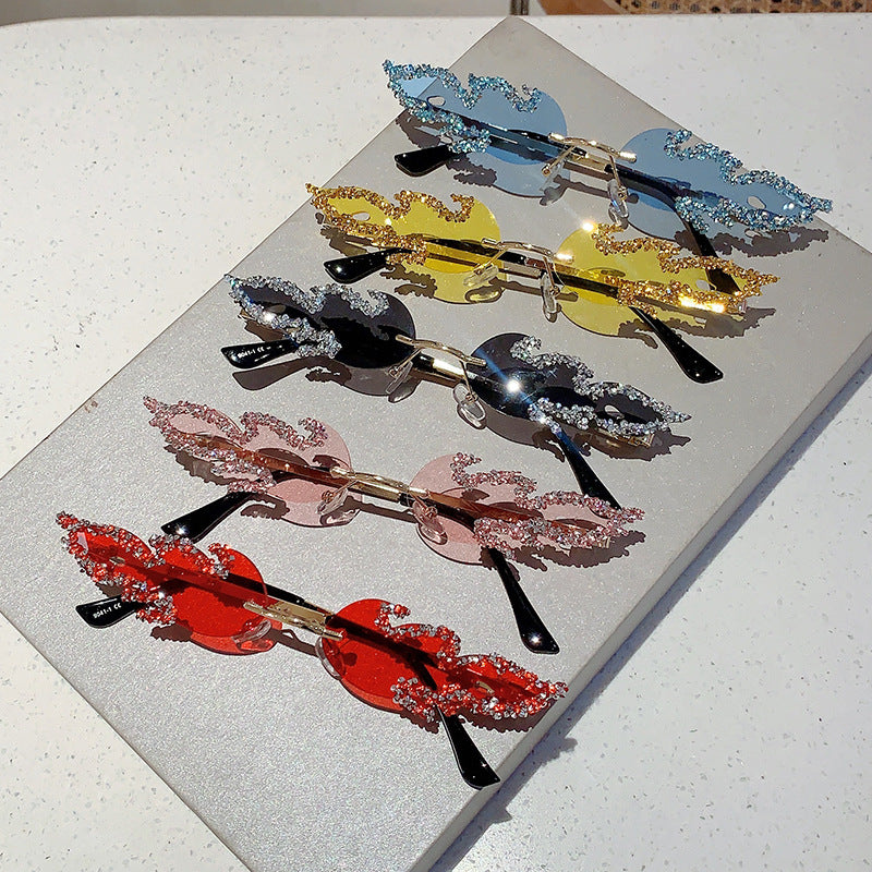 Wholesale Flame Diamond Sunglasses Halloween Fashion Sunglasses