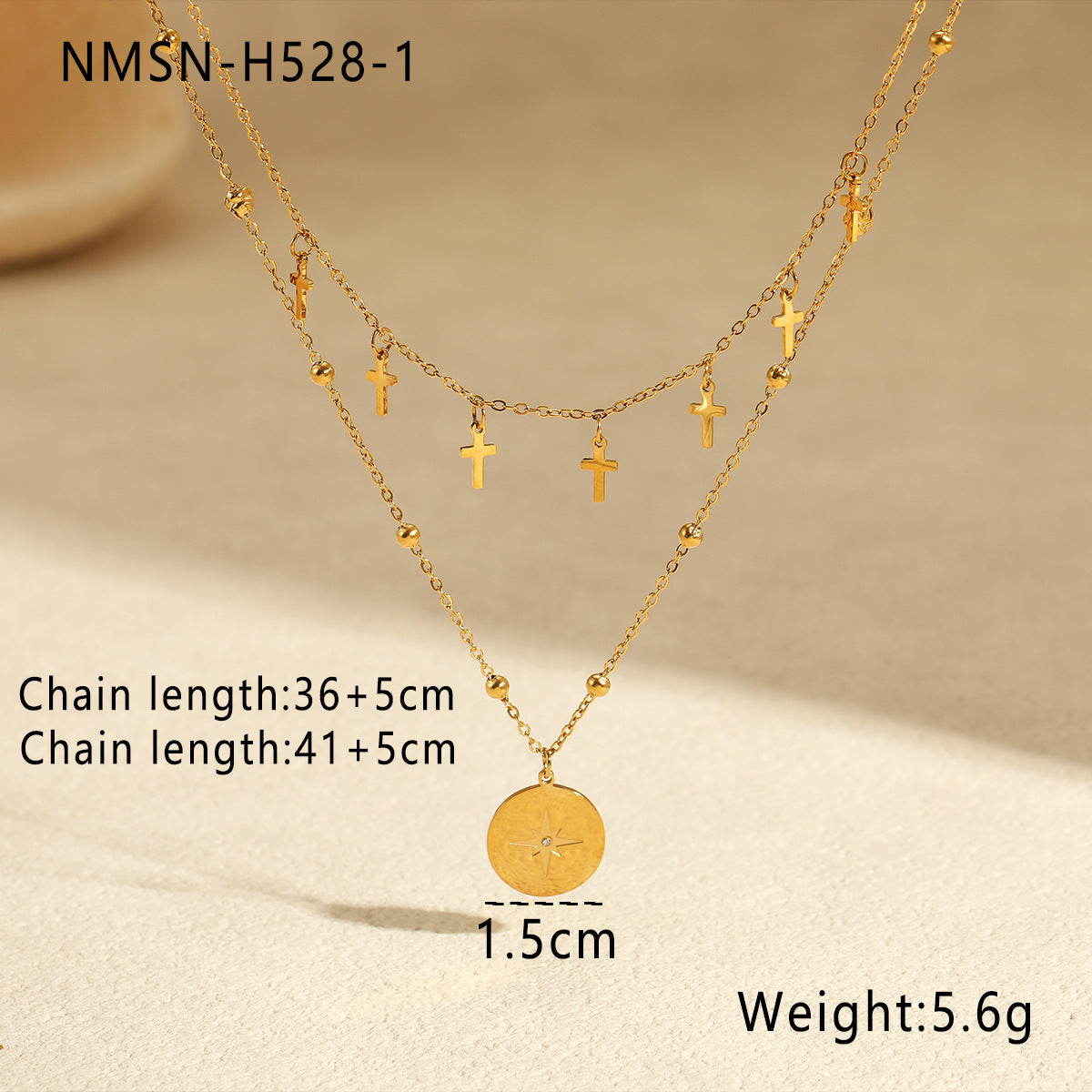 Wholesale Stainless steel Steel Necklace Cross Star Round Necklace