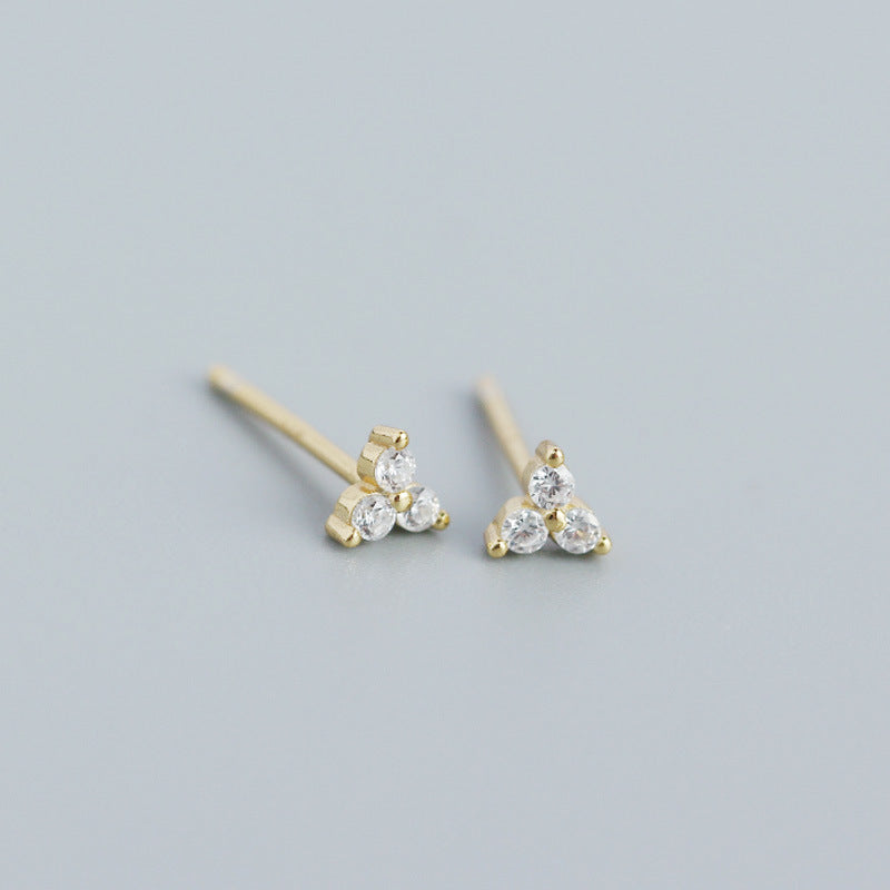 Wholesale Personalized Light Luxury Versatile Stacking Geometric Clover Diamond S925 Sterling Silver Earrings