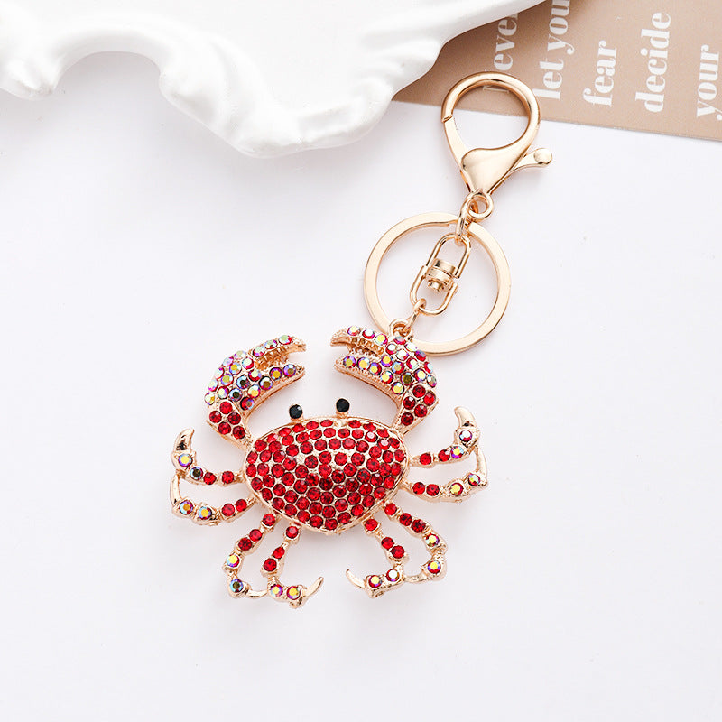 Wholesale Ocean Diamond Metal Color Crab Keychain