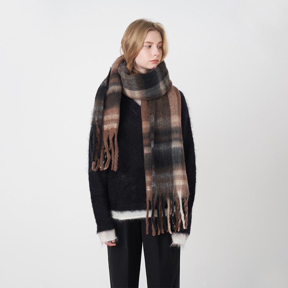 Wholesale Vintage Imitation Cashmere Plaid Winter Warm Scarf