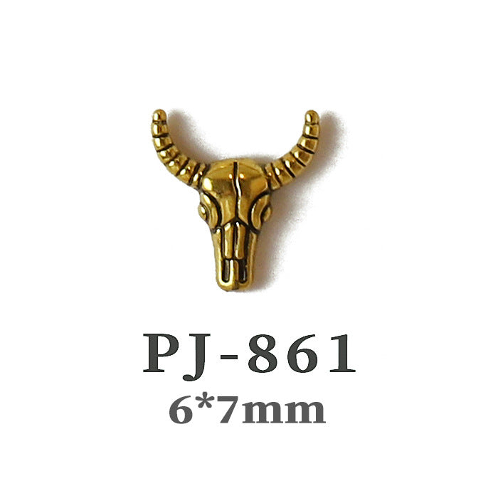 Wholesale  Metal Nail Art Charms Antelope Head Wings Leopard Head Manicure Decorative Accent