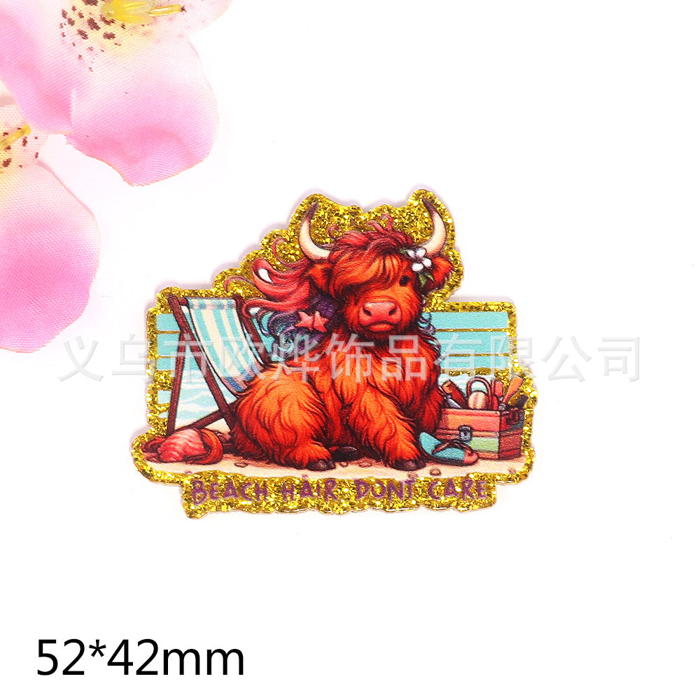 Wholesale  10pcs  New loose powder cartoon cute calf pony bag accessories acrylic cute DIY patch accessories