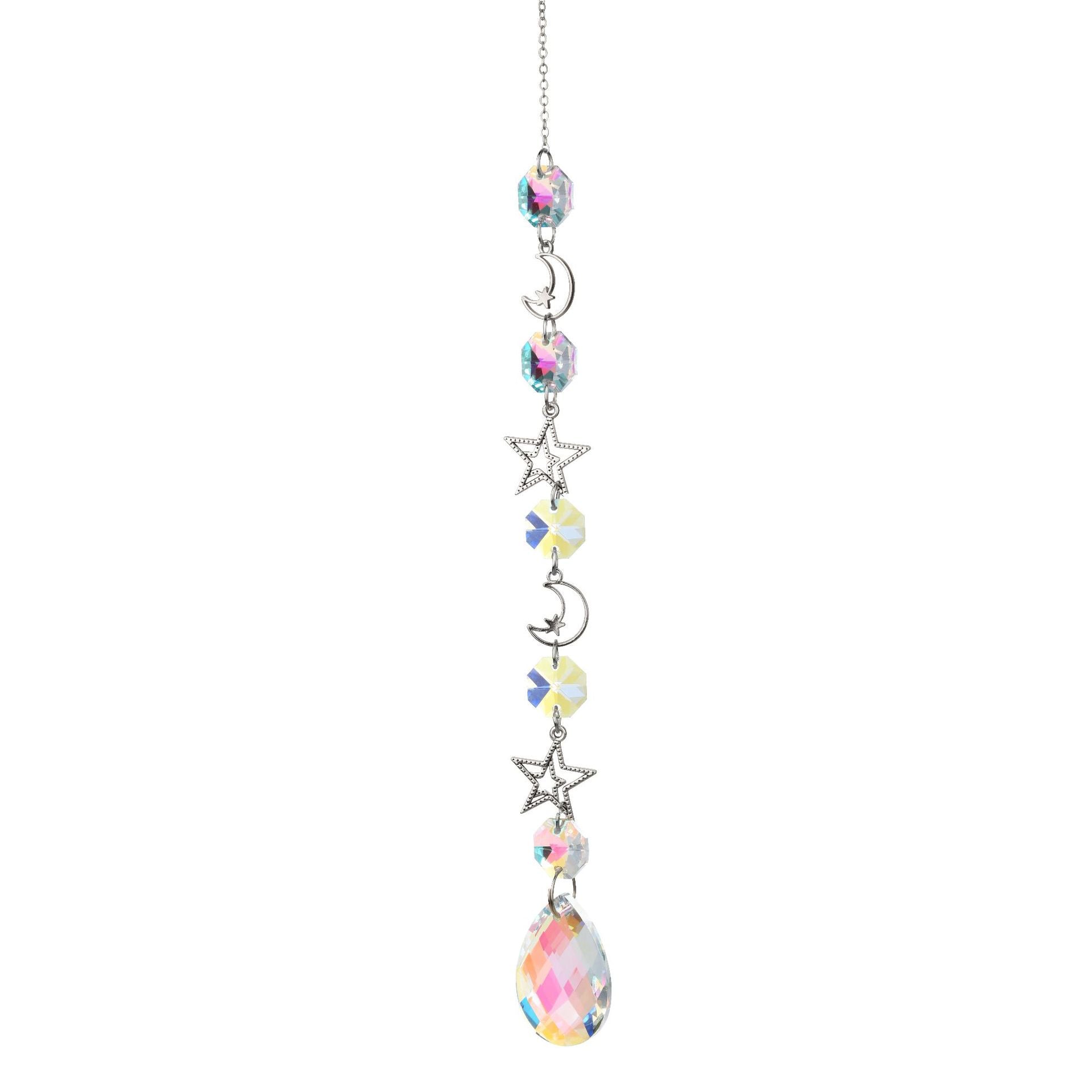 Wholesale silver series crystal wind chimes stars moon sun catcher