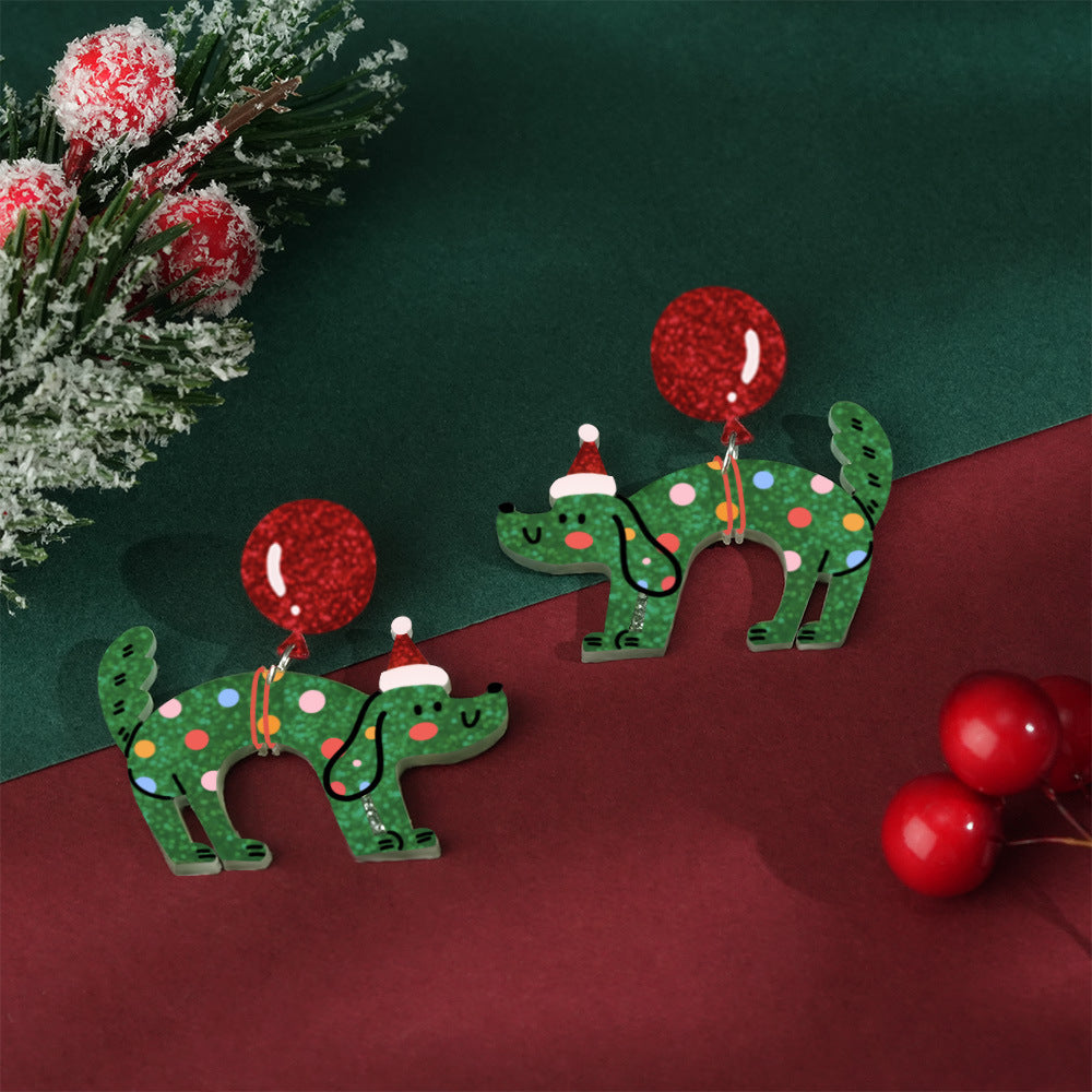 Wholesale Christmas Tree Christmas Hat Socks Elk Earrings