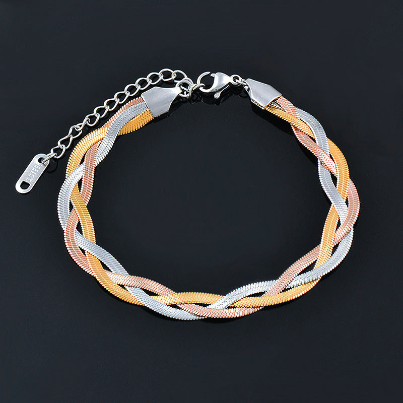Wholesale Titanium Steel Creative Braided Twist Snake Bone Chain Bracelet