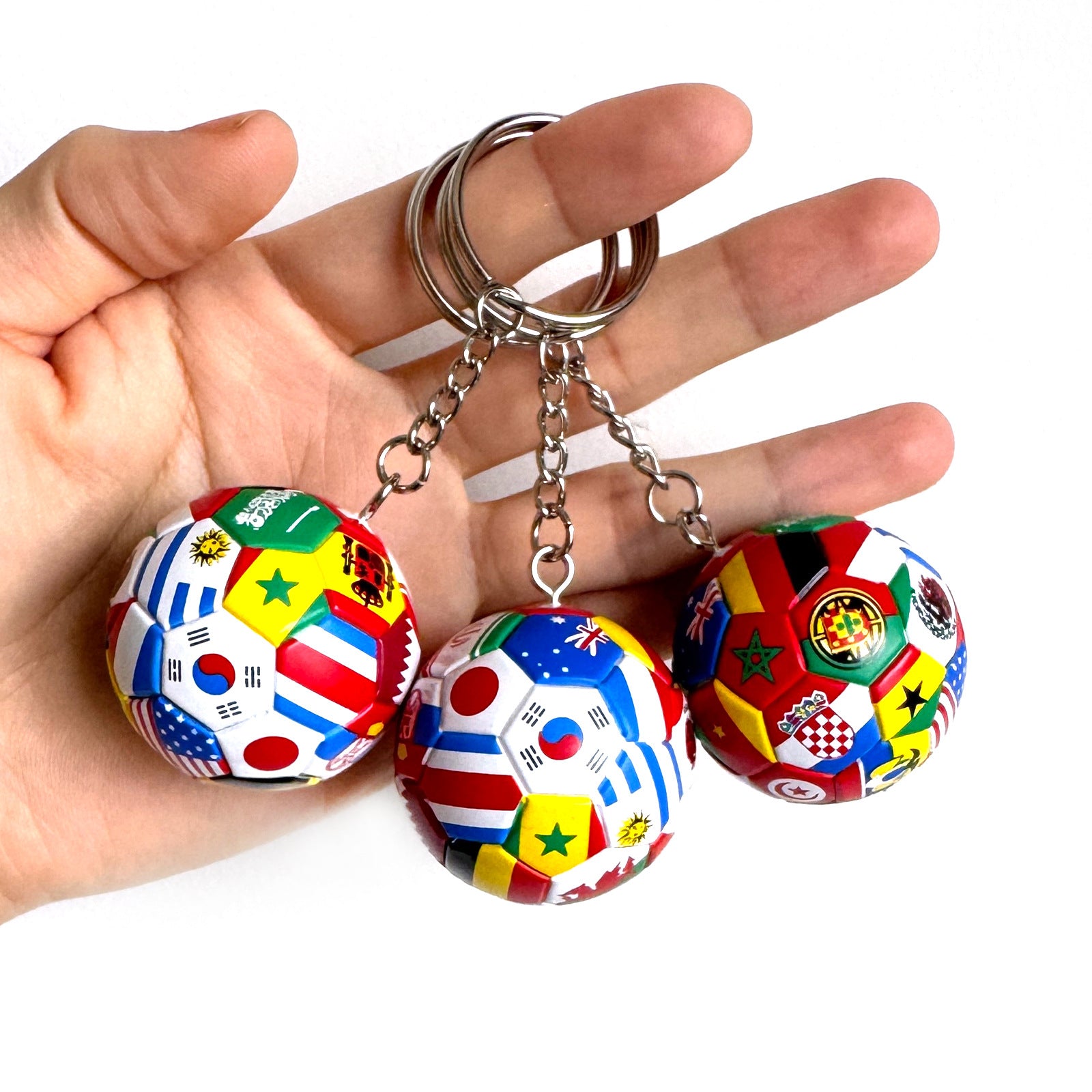 Wholesale Multinational Flag Football Sports Commemorative Keychain