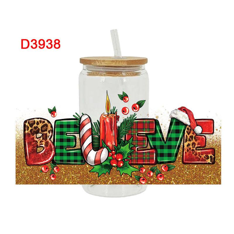 Wholesale Red green and blue color scheme 16oz Cup UV DTF Wraps