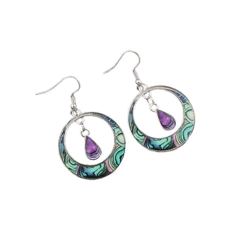 Wholesale Retro Hollow Round Pattern Water Drop Alloy Earrings Bohemian