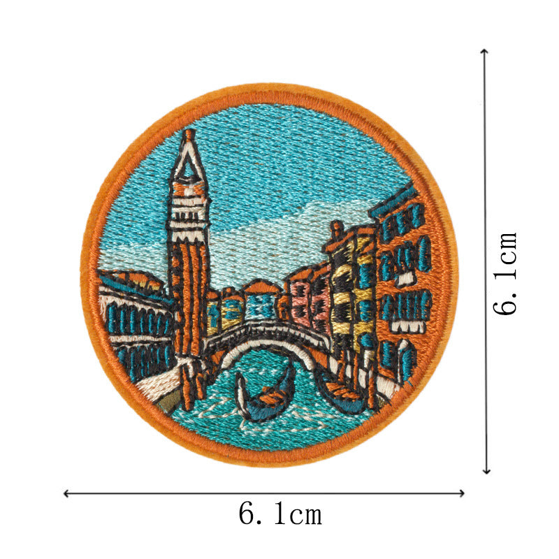 Wholesale World Landmark Embroidered Iron On Patches 9 Pack Commemorative Souvenir Badge Style No Sew DIY Decorative For ets Craft Accessory