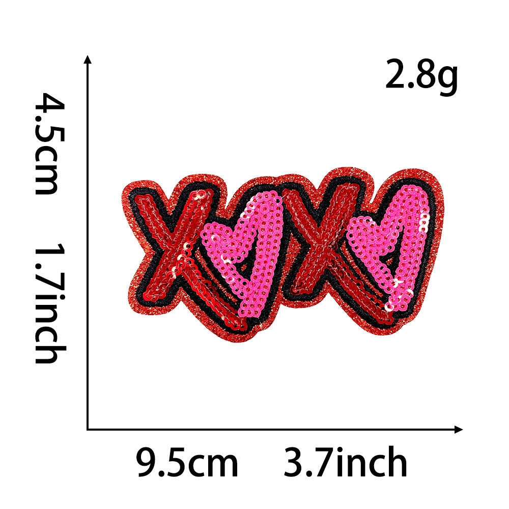 Wholesale Polyester Embroidered Iron On Patch Valentine Hearts Cherries Bow XOXO Everyday Use For Coats Bags