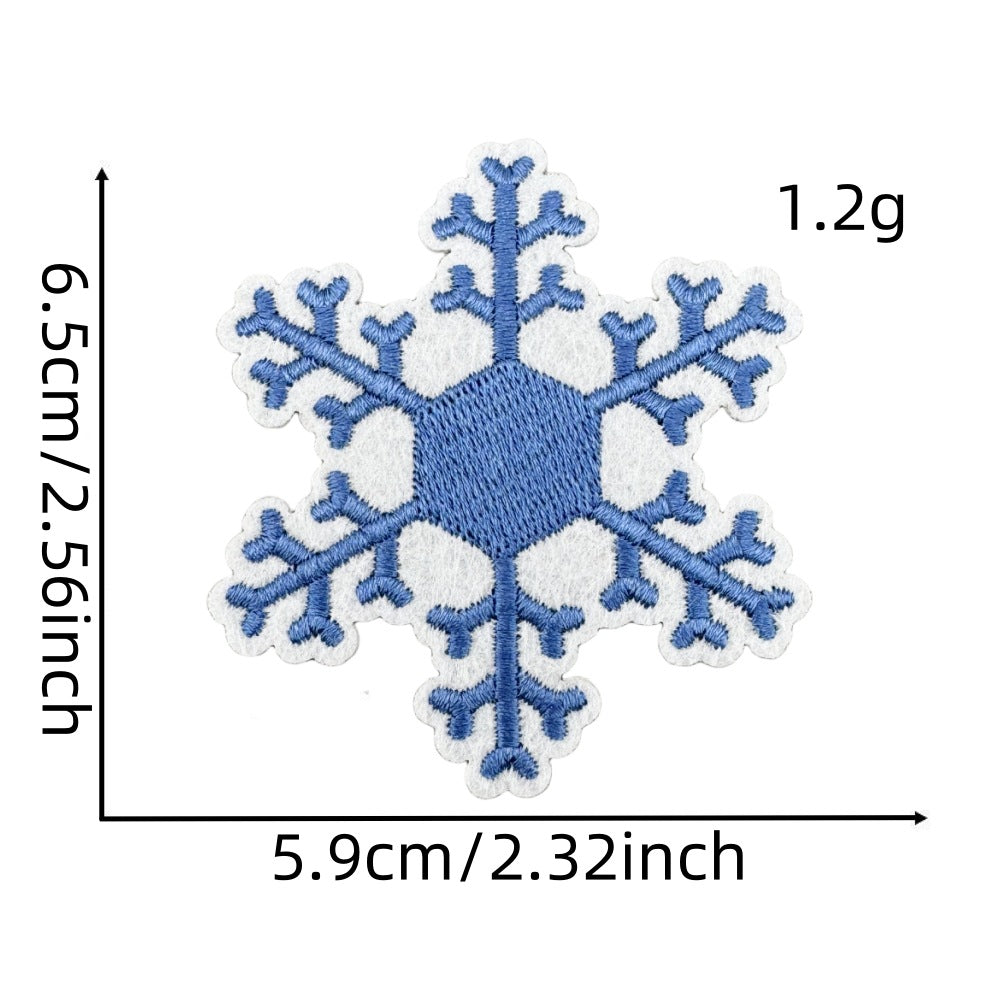 Wholesale Chic Blue Doodle Christmas Embroidery Patches Clothing Applique Stickers DIY Fashion Accessory Gift