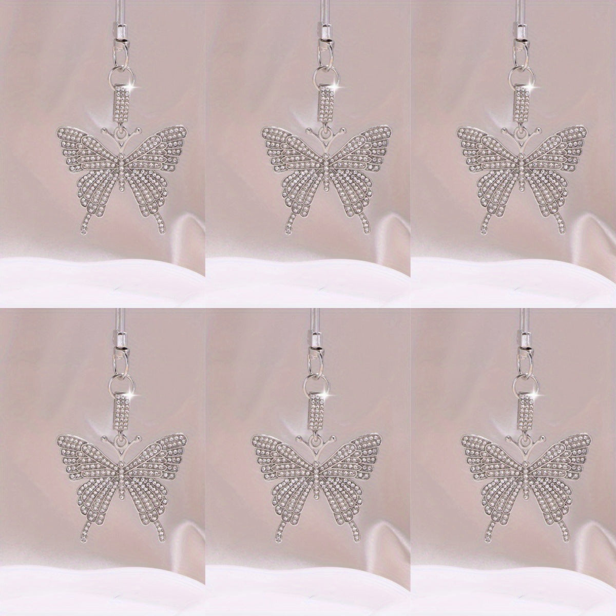 Wholesale Metal alloy colorful inlaid butterfly keychain creative pendant keychain ring