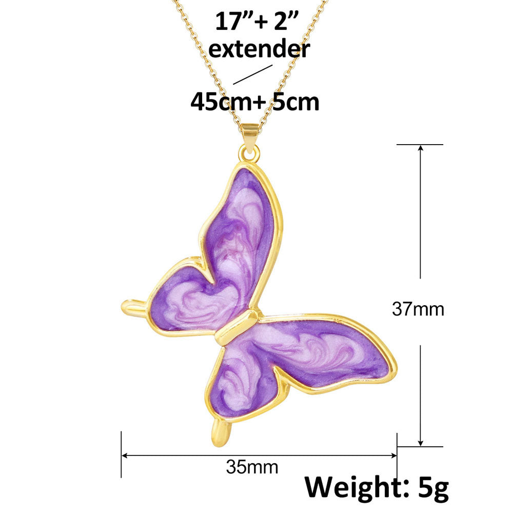 Wholesale Gradient Butterfly Heart Turtle Bee Small Animal Pendant Necklace Fashion Accessory Gift For Boutique Resale