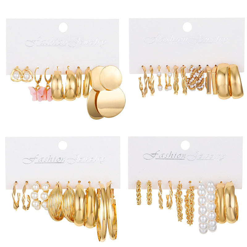 Wholesale Temperament Geometric Alloy Earring Set