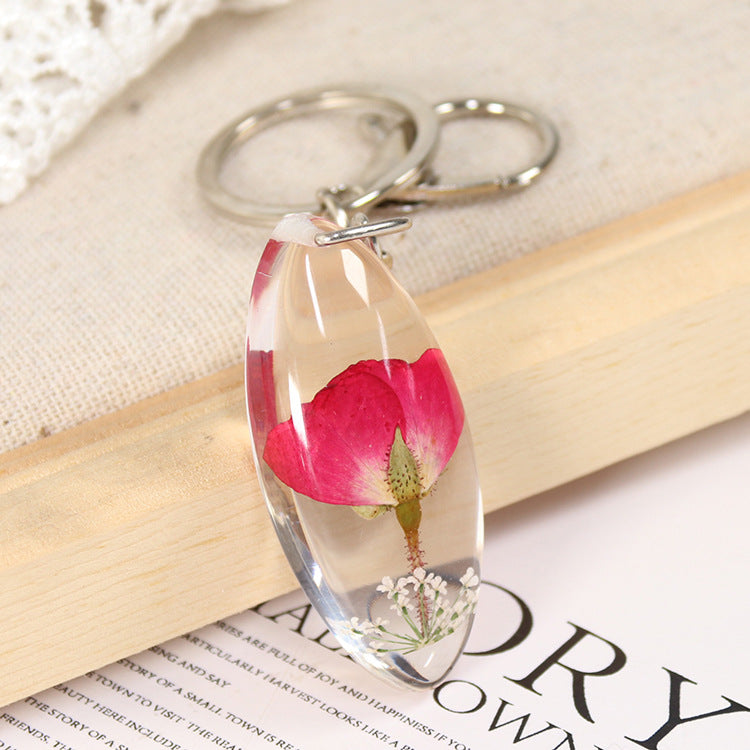 Wholesale 6pcs Dried Flower Natural Plant Specimen Keychain