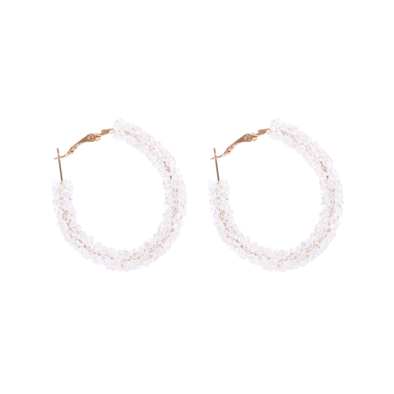 Wholesale Shiny Diamond Hoop Earrings Full of Diamond Circle Earrings