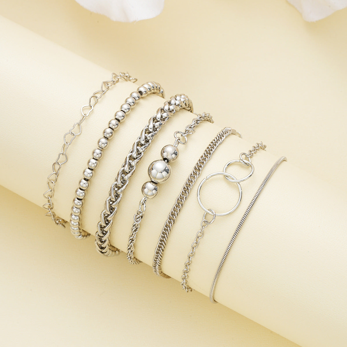 Wholesale Simple ins double ring chain bracelet 7-piece set