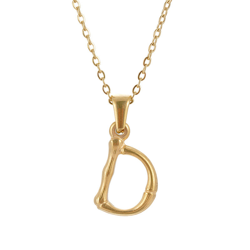 Wholesale Stainless Steel Plated 18K Bamboo Letter Necklace