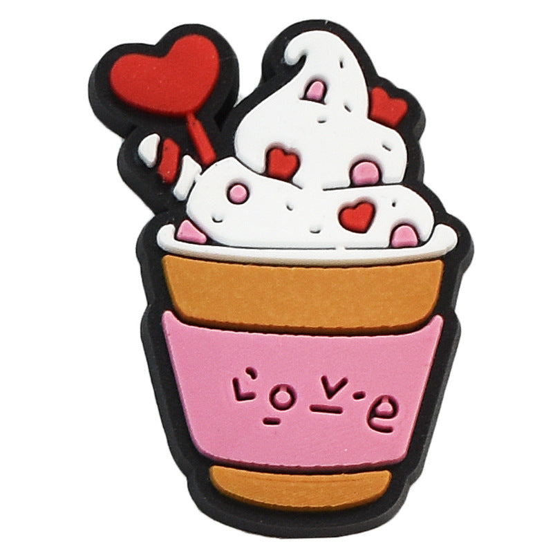 Wholesale random 100pcs Valentine' s Day  Removable Pvc Soft Glue Croc Shoes Charms