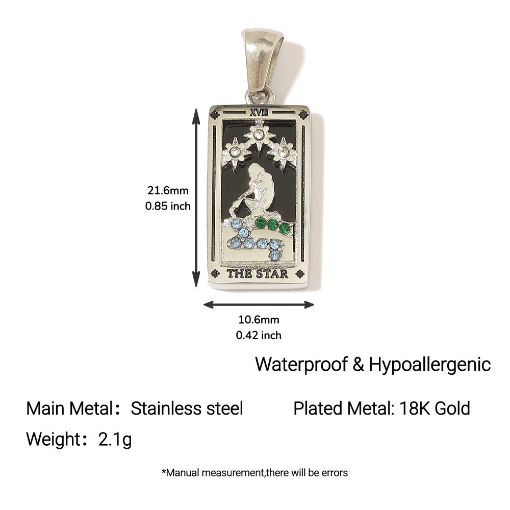 Wholesale Stainless Steel Gold Tarot Card Pendant