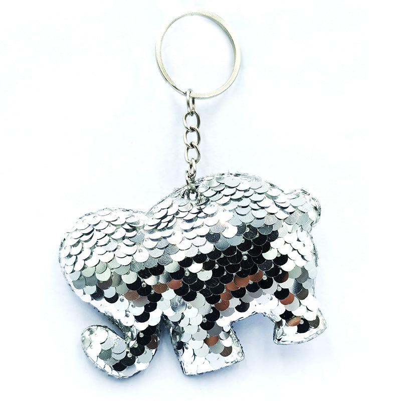 Wholesale Reflective Bright Surface Animal Plant PET Glitter Fashion Bag DIY Keychains