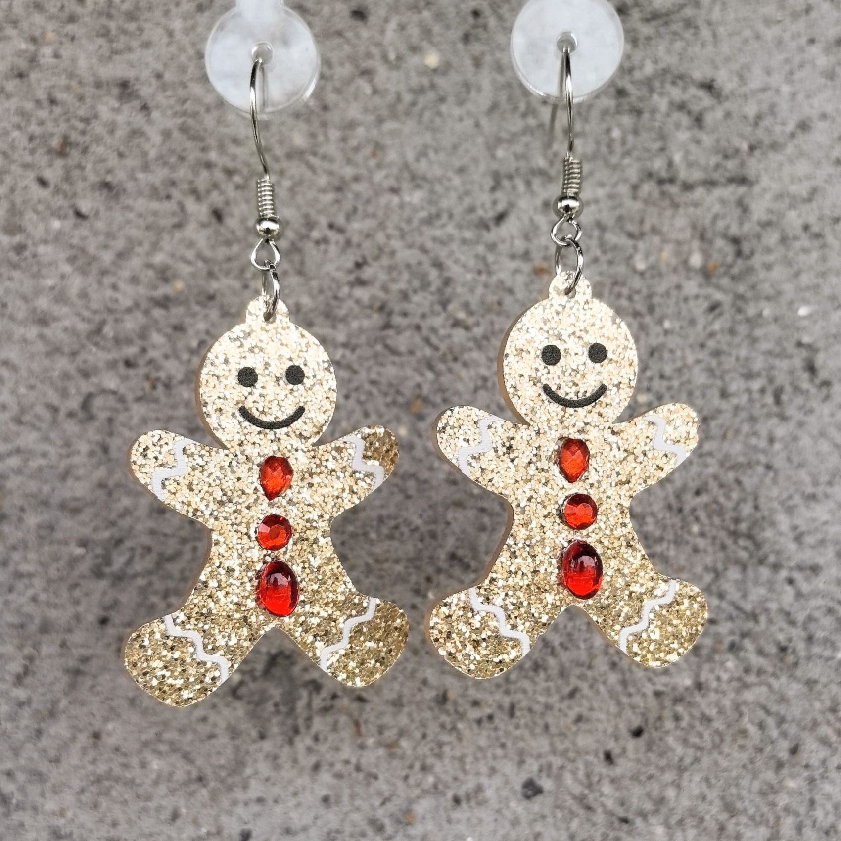 Wholesale Acrylic Christmas Cat Earrings With Rhinestone Water Pattern Cute Gingerbread Man Design Holiday Party Fashion Accessory Gift