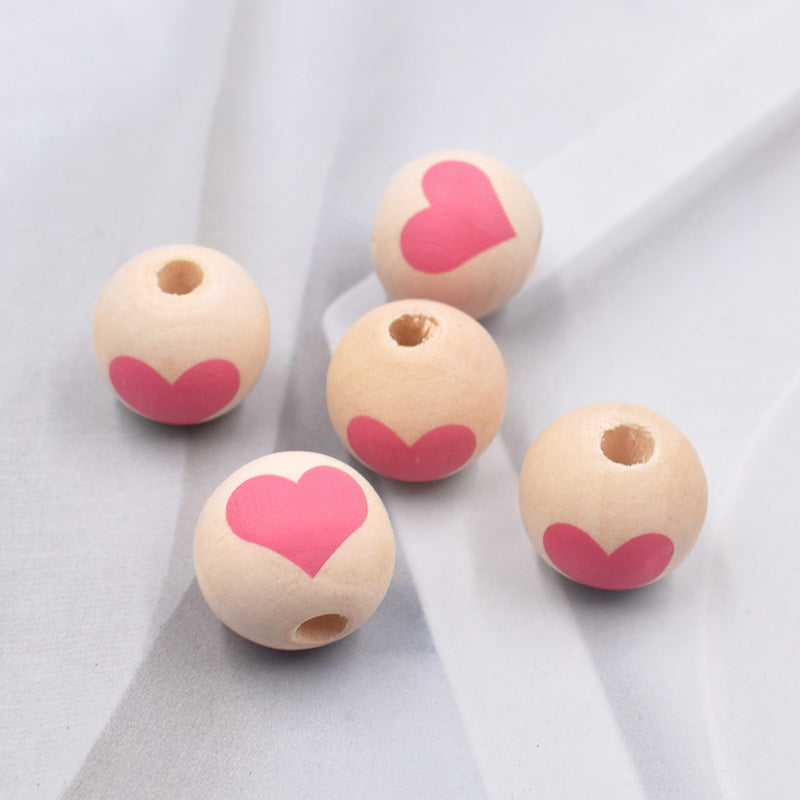 Wholesale 10PCS diy16mm Valentine's Day Love Color Wooden Beads