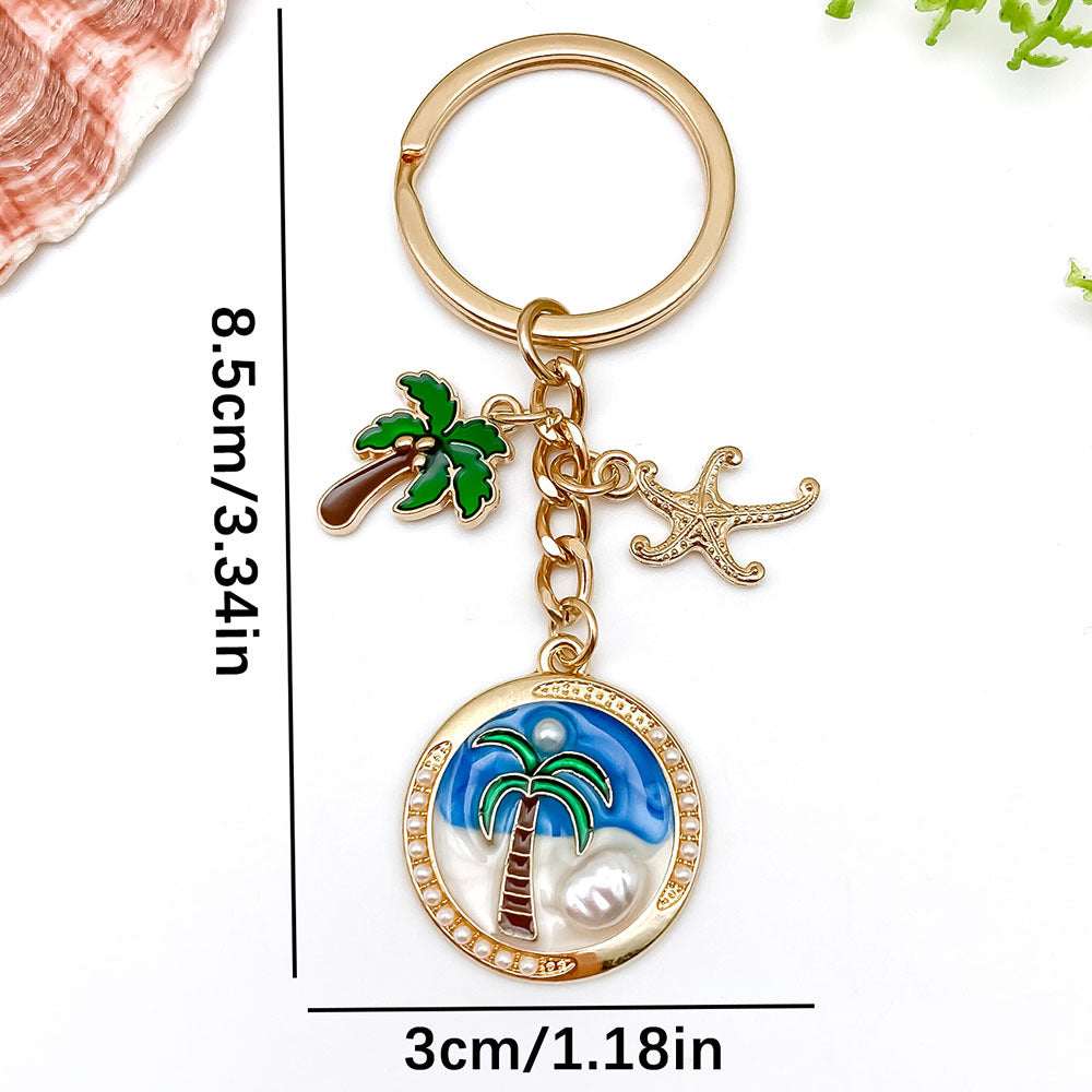 Wholesale Ocean Sea Star Beach nut Tree Conch Turtle Metal Keychain