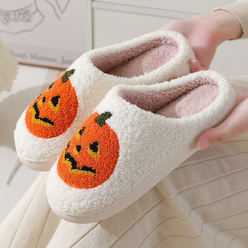 Wholesale Halloween Pumpkin Cartoon Warm Couple Home Indoor Winter Cotton Slippers
