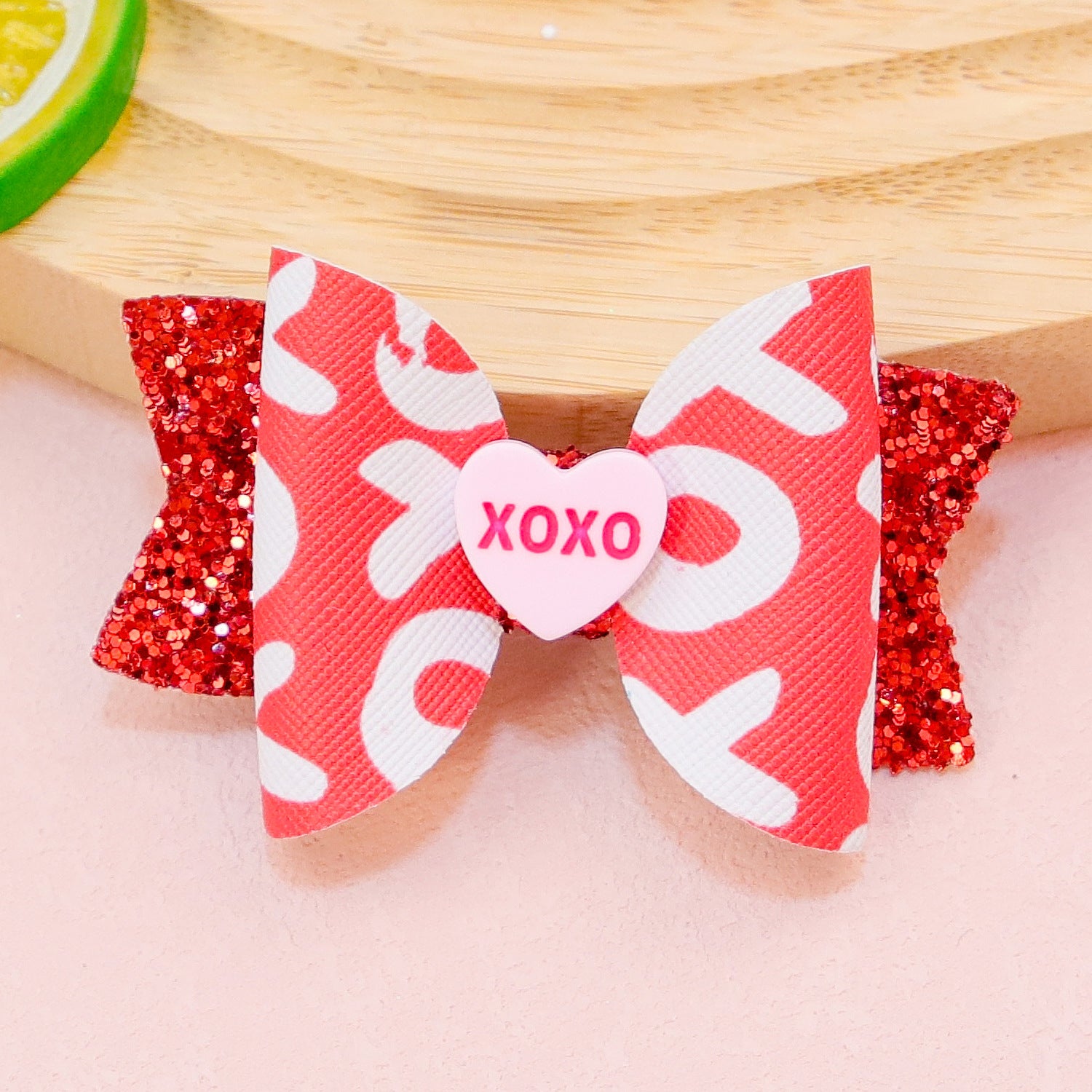 Wholesale Valentine's Day Love Letter Bow Fabric Hair Clips