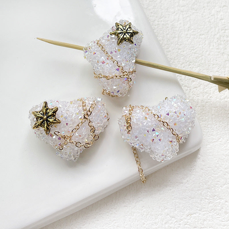 Wholesale 10pcs Colorful Gothic Punk Full Diamond Love Acrylic Beads