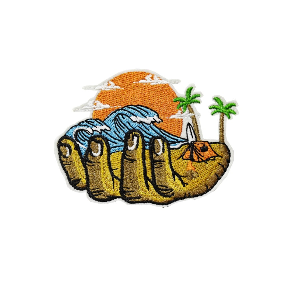 Wholesale Embroidered Patches Outdoor Camping Travel Landscape Adhesive Backing Decorative Gift