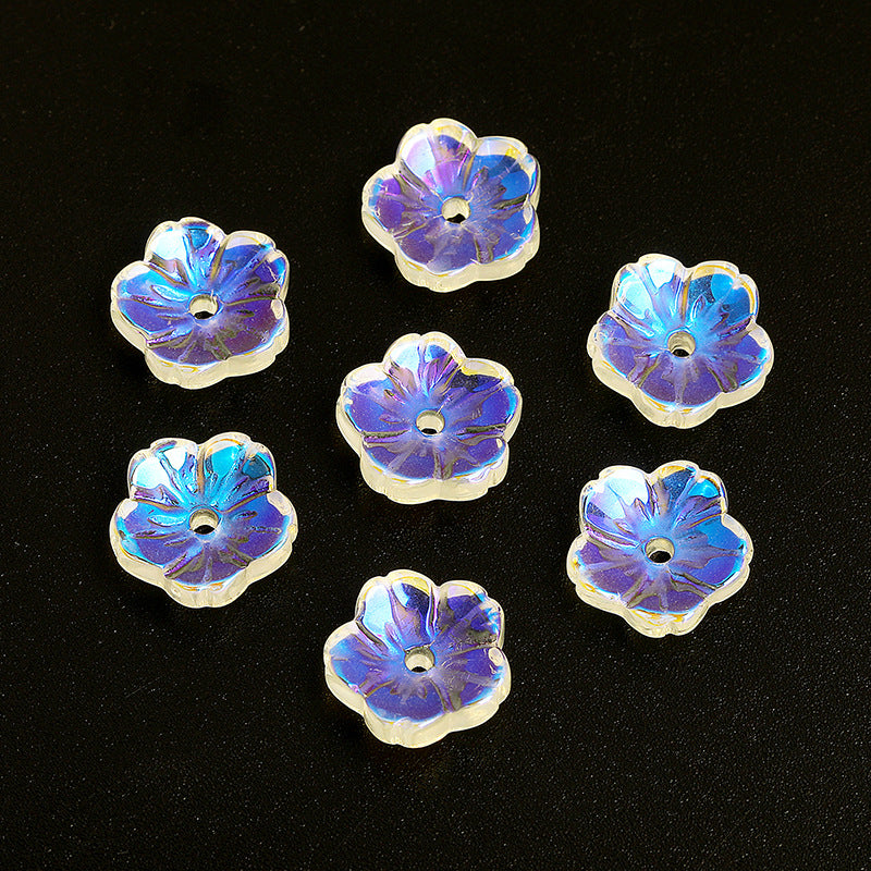 Wholesale 100pcs10mm Glass Transparent Petals Gradient Through Hole Beads DIY Spacer