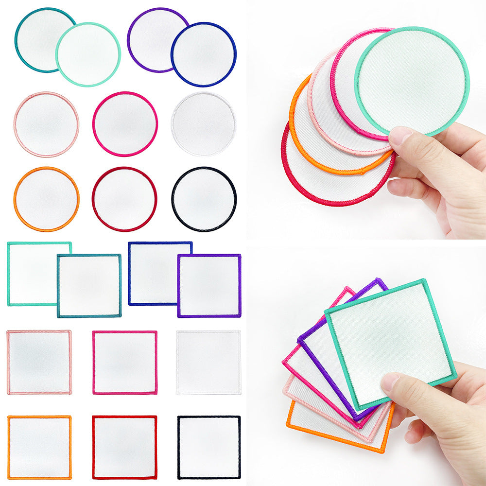Wholesale Polyester Square Embroidered Badge Blank DIY Cloth Patch 10 Piece Hot Melt Glue For Shoes Hats Boutique Accessory