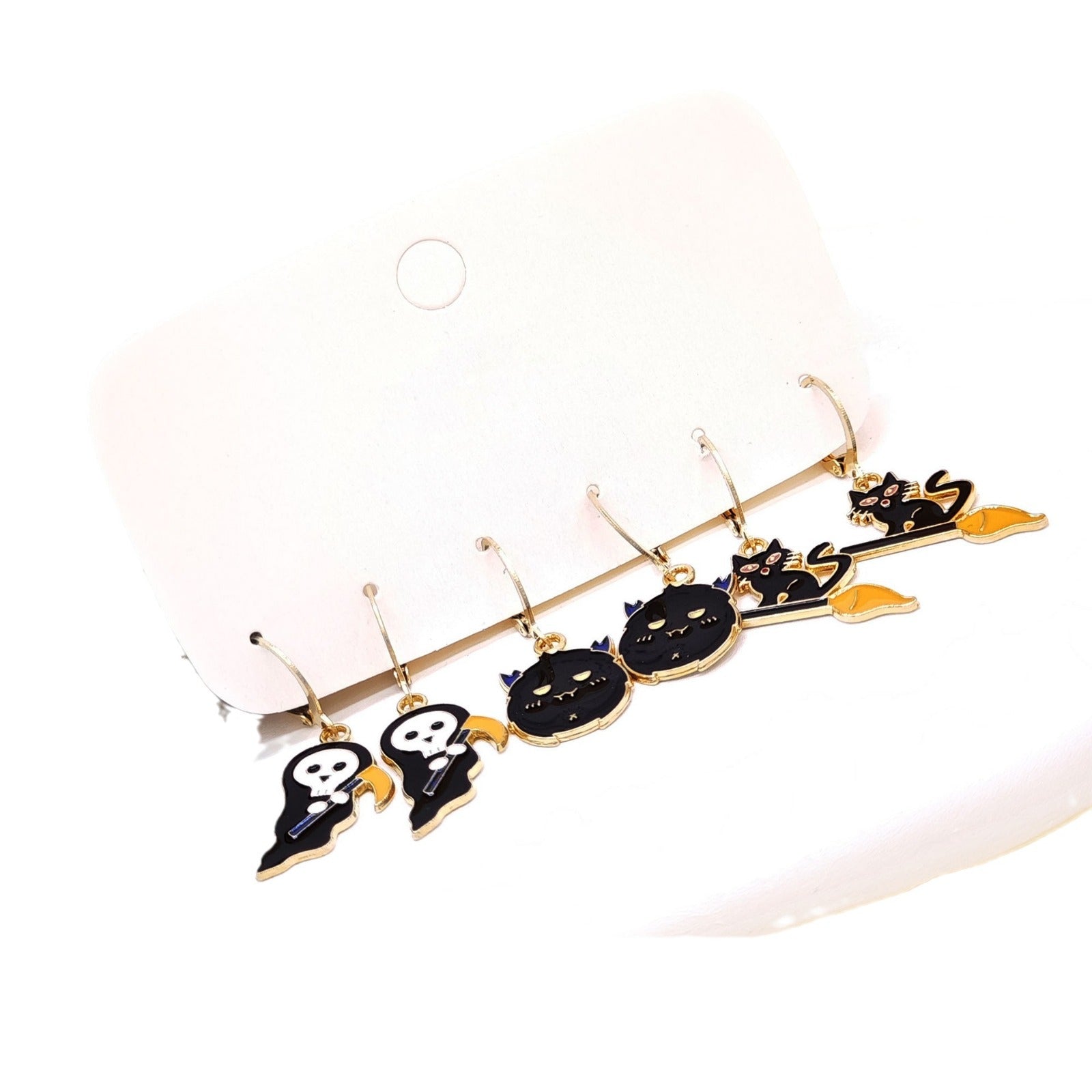 Wholesale 6pcs/set Halloween Black Cat Pumpkin Funny Earrings