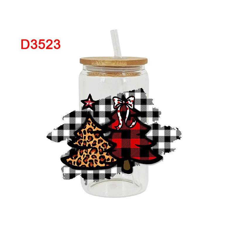 Wholesale colorful Christmas tree  16oz Cup UV DTF Wraps