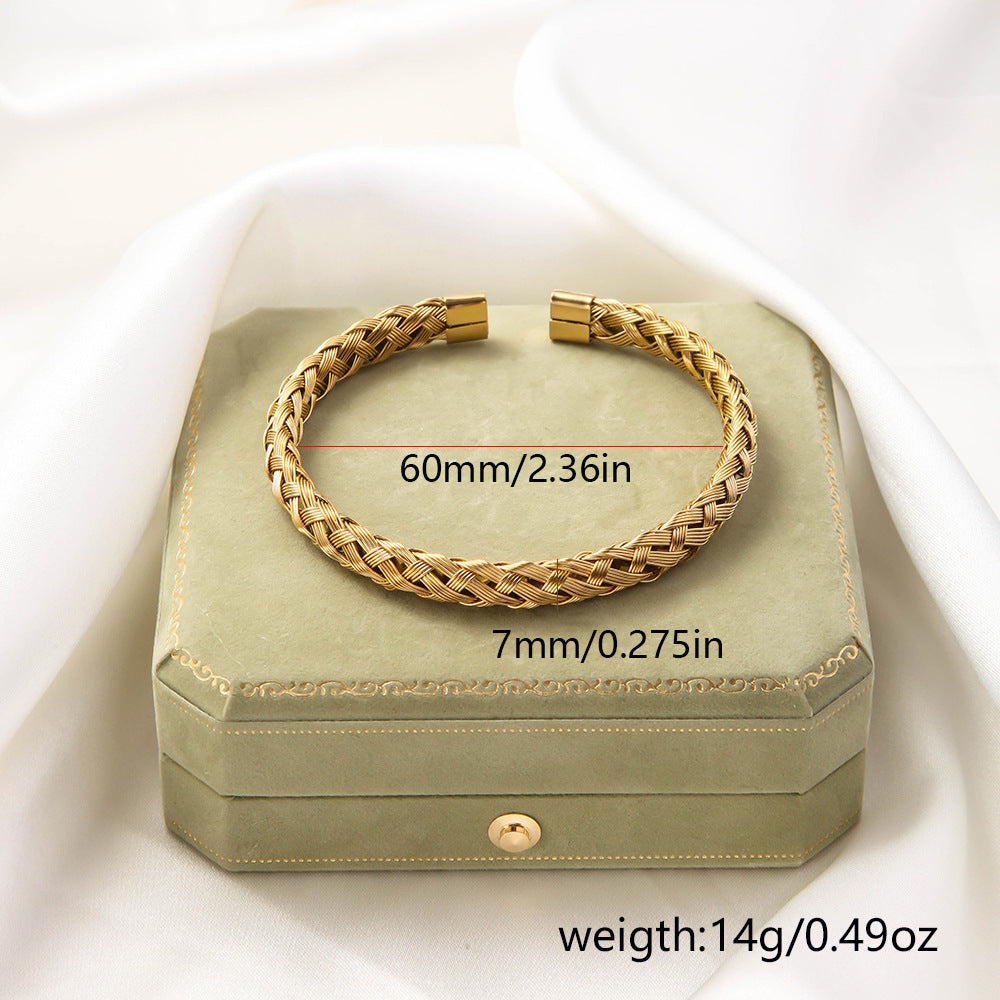 Wholesale Woven Fried Dough Twists titanium steel bracelet