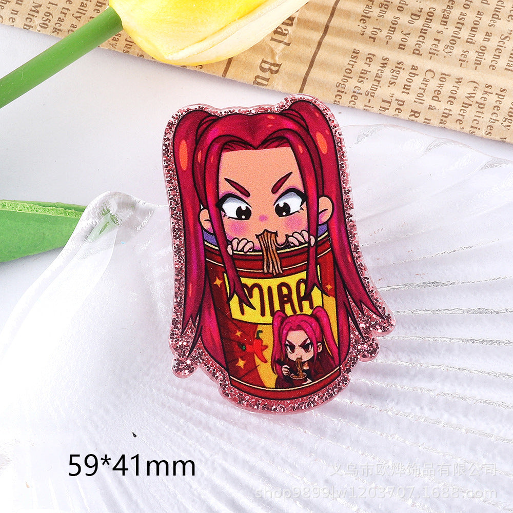 Wholesale 10pcs/ pack Cartoon Girl Cute Pendant Acrylic Pin DIY Accessories