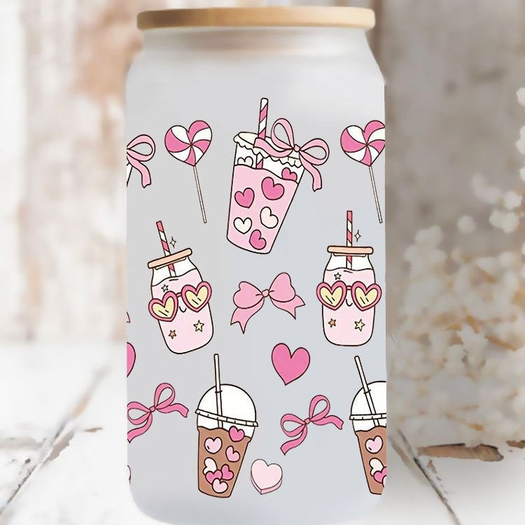 Wholesale Pink Cake Drink Series  16oz Cup UV DTF Wraps